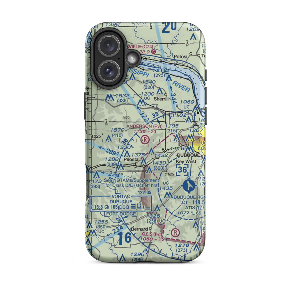Anderson Airport (IA54) VFR Sectional  Tough iPhone Case iPhone 16 Plus model shown