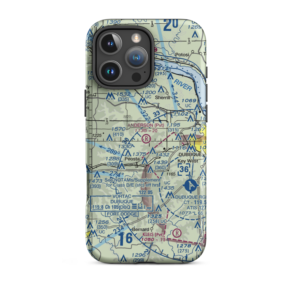 Anderson Airport (IA54) VFR Sectional  Tough iPhone Case iPhone 16 Pro Max model shown
