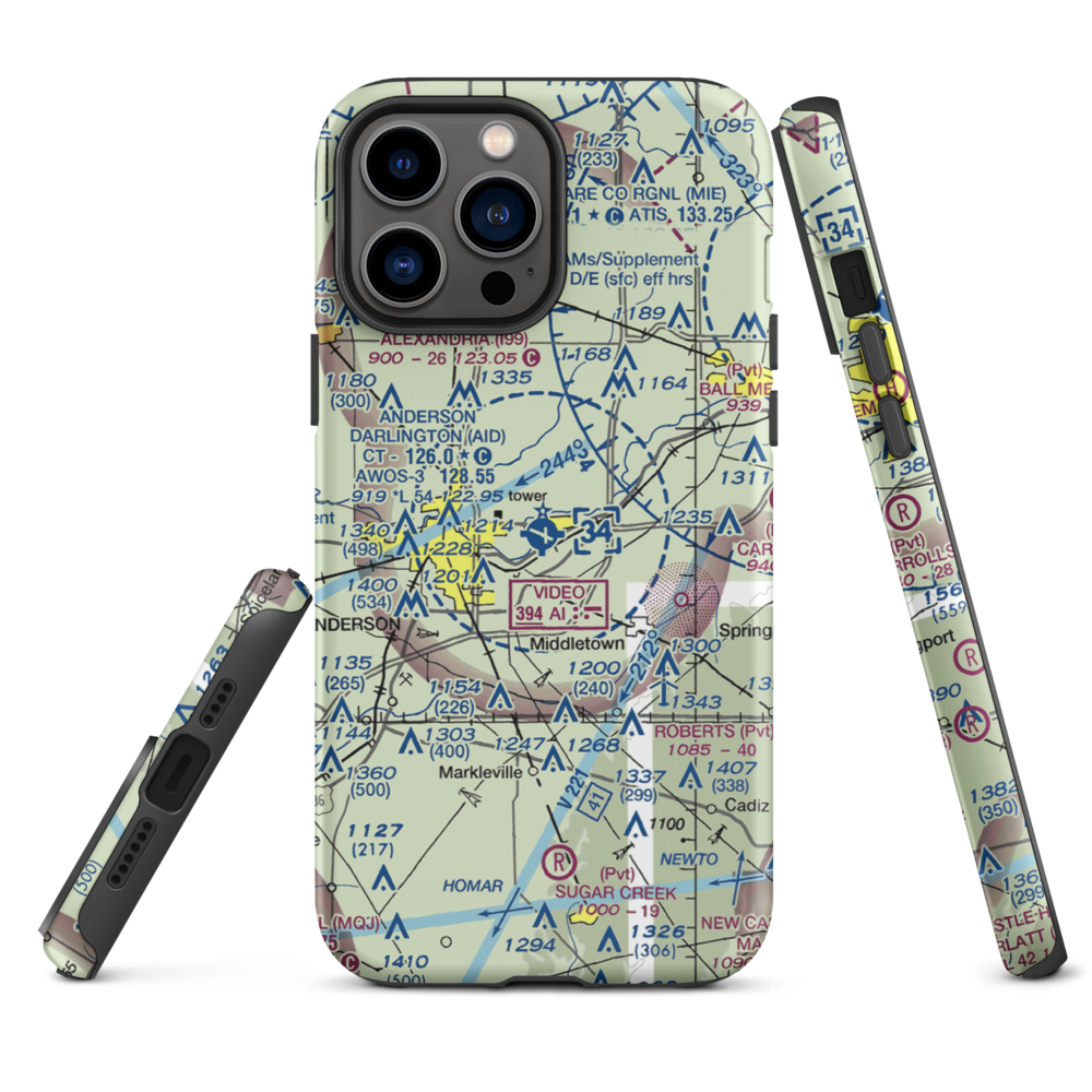 Anderson Municipal Darlington Field (AID) VFR Sectional  Tough iPhone Case iPhone 13 Pro Max model shown