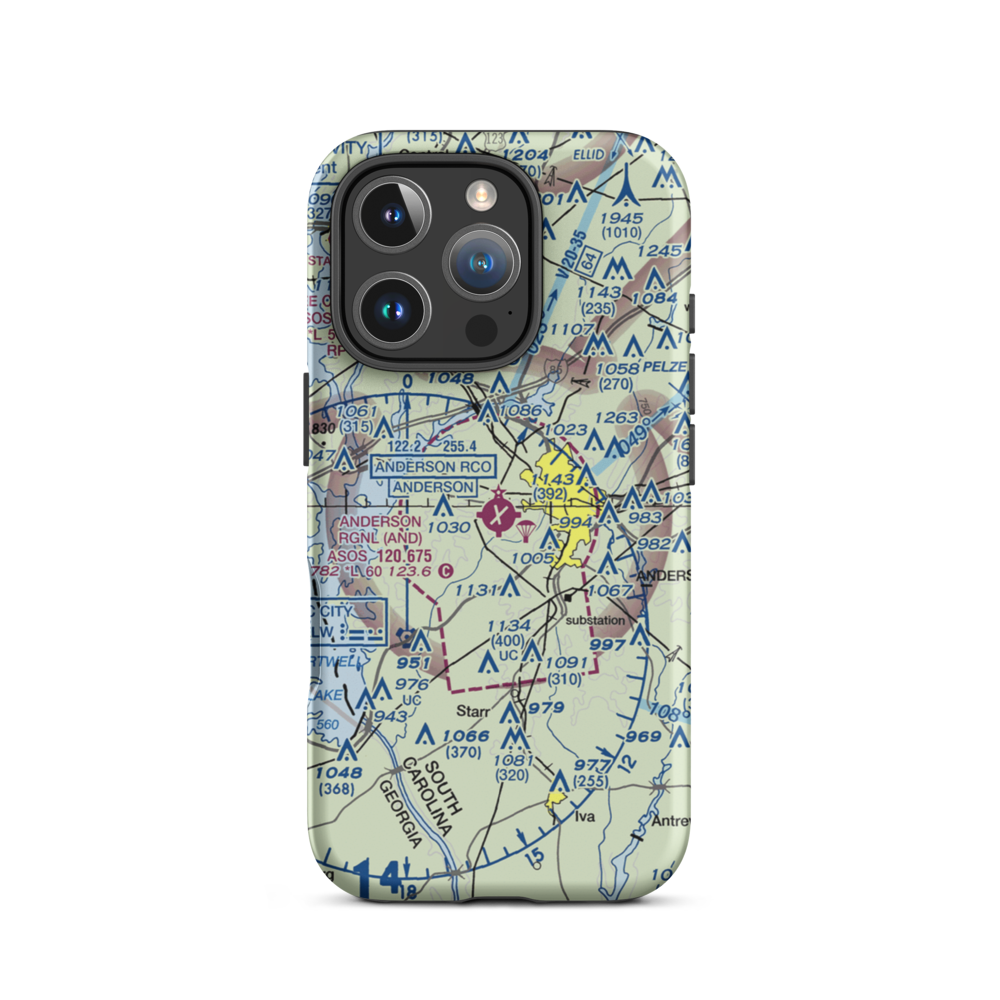 Anderson Regional Airport (AND) VFR Sectional  Tough iPhone Case iPhone 16 Pro model shown
