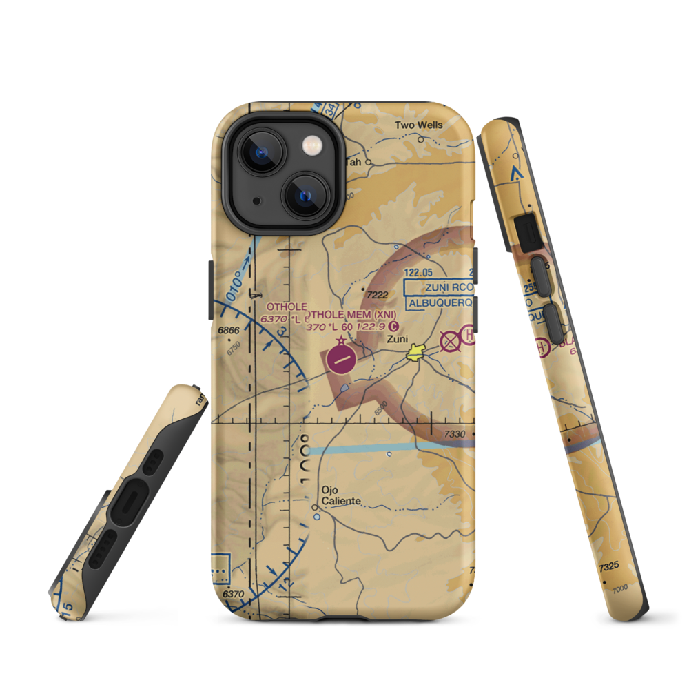 Andrew Othole Memorial Airport (XNI) VFR Sectional  Tough iPhone Case iPhone 14 model shown