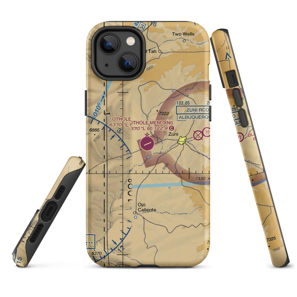 Andrew Othole Memorial Airport (XNI) VFR Sectional  Tough iPhone Case iPhone 14 Plus model shown