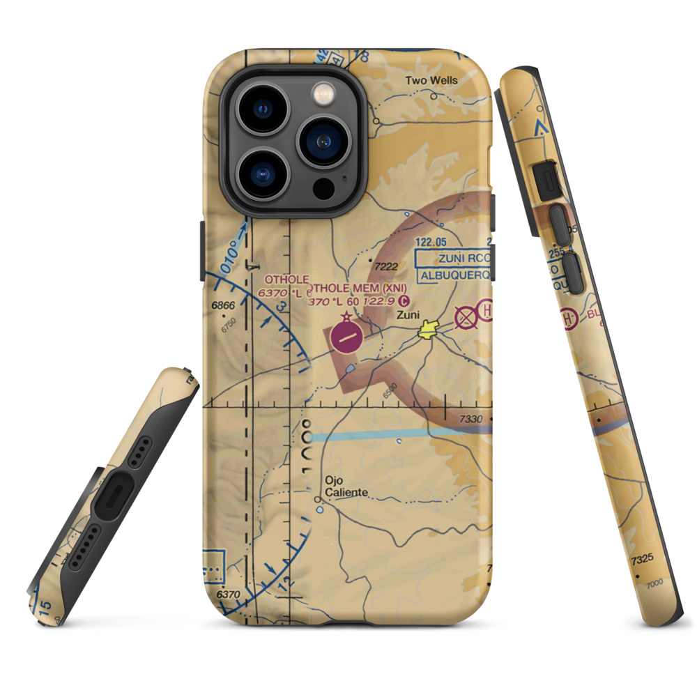 Andrew Othole Memorial Airport (XNI) VFR Sectional  Tough iPhone Case iPhone 14 Pro Max model shown