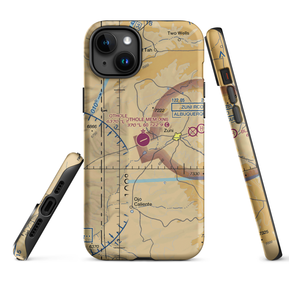 Andrew Othole Memorial Airport (XNI) VFR Sectional  Tough iPhone Case iPhone 15 Plus model shown