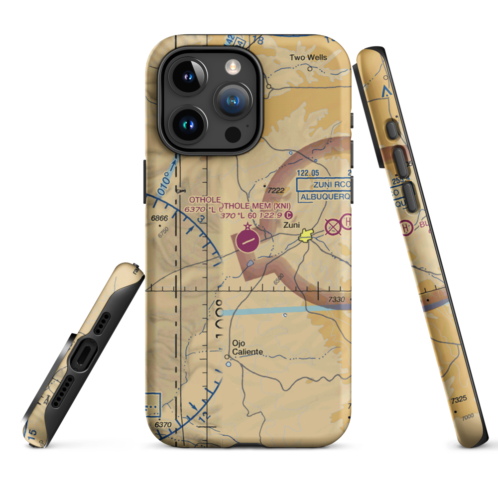 Andrew Othole Memorial Airport (XNI) VFR Sectional  Tough iPhone Case iPhone 15 Pro Max model shown