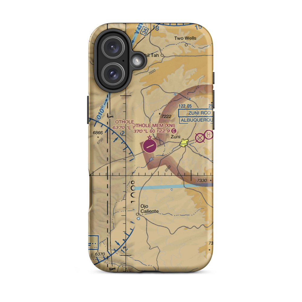 Andrew Othole Memorial Airport (XNI) VFR Sectional  Tough iPhone Case iPhone 16 Plus model shown