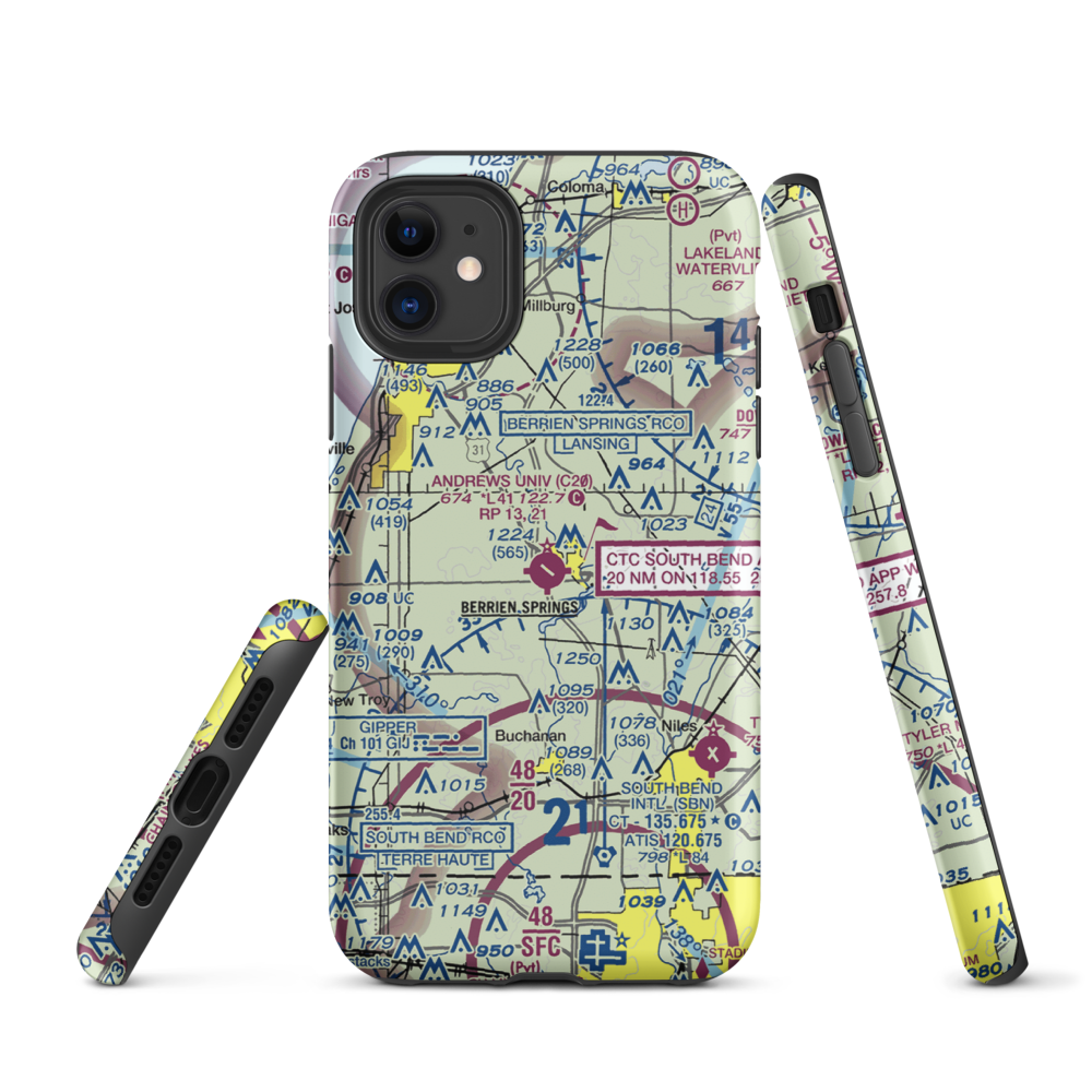 Andrews University Airpark (C20) VFR Sectional  Tough iPhone Case iPhone 11 model shown