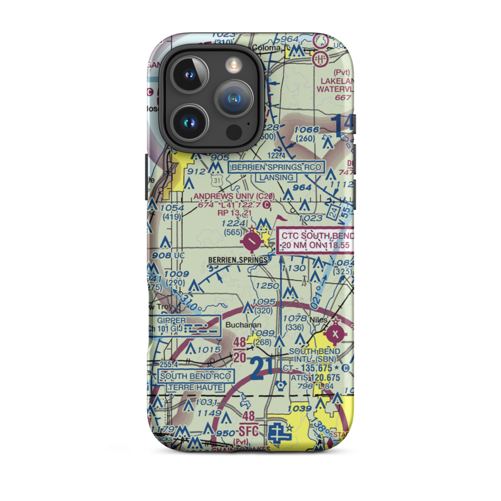 Andrews University Airpark (C20) VFR Sectional  Tough iPhone Case iPhone 16 Pro Max model shown
