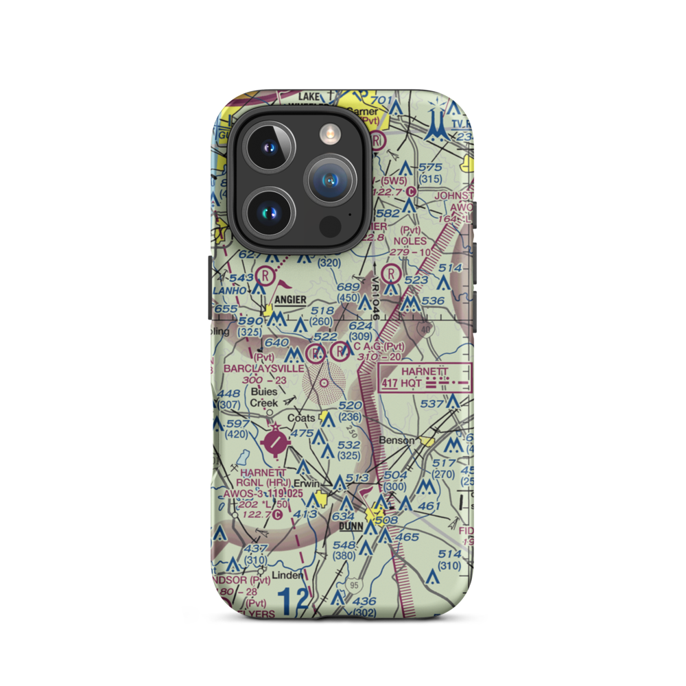 Angier (C A G Farms) Airport (87NC) VFR Sectional  Tough iPhone Case iPhone 16 Pro model shown