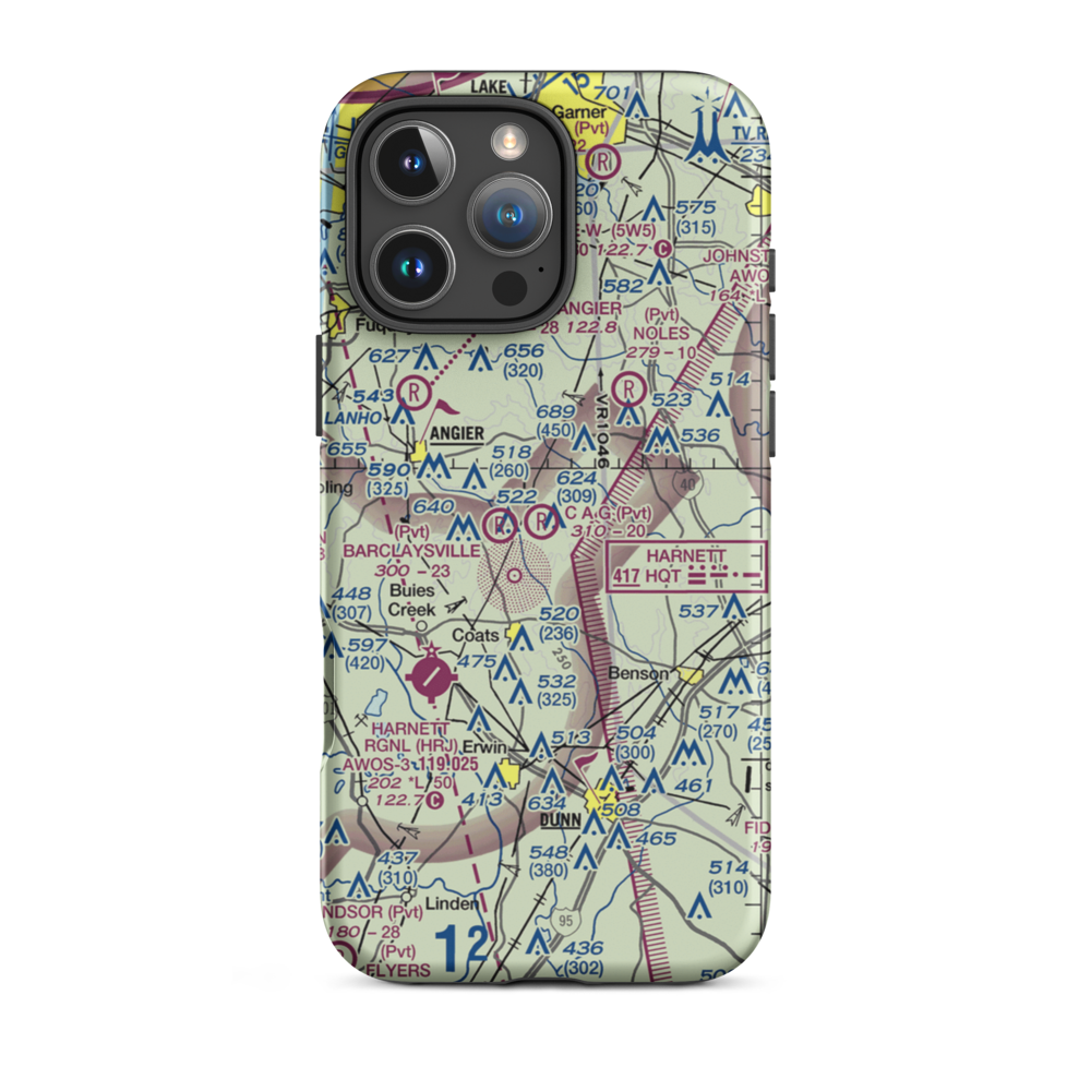 Angier (C A G Farms) Airport (87NC) VFR Sectional  Tough iPhone Case iPhone 16 Pro Max model shown