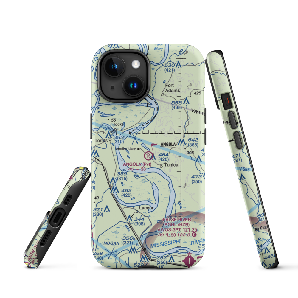 Angola Airstrip (LA67) VFR Sectional  Tough iPhone Case iPhone 15 model shown