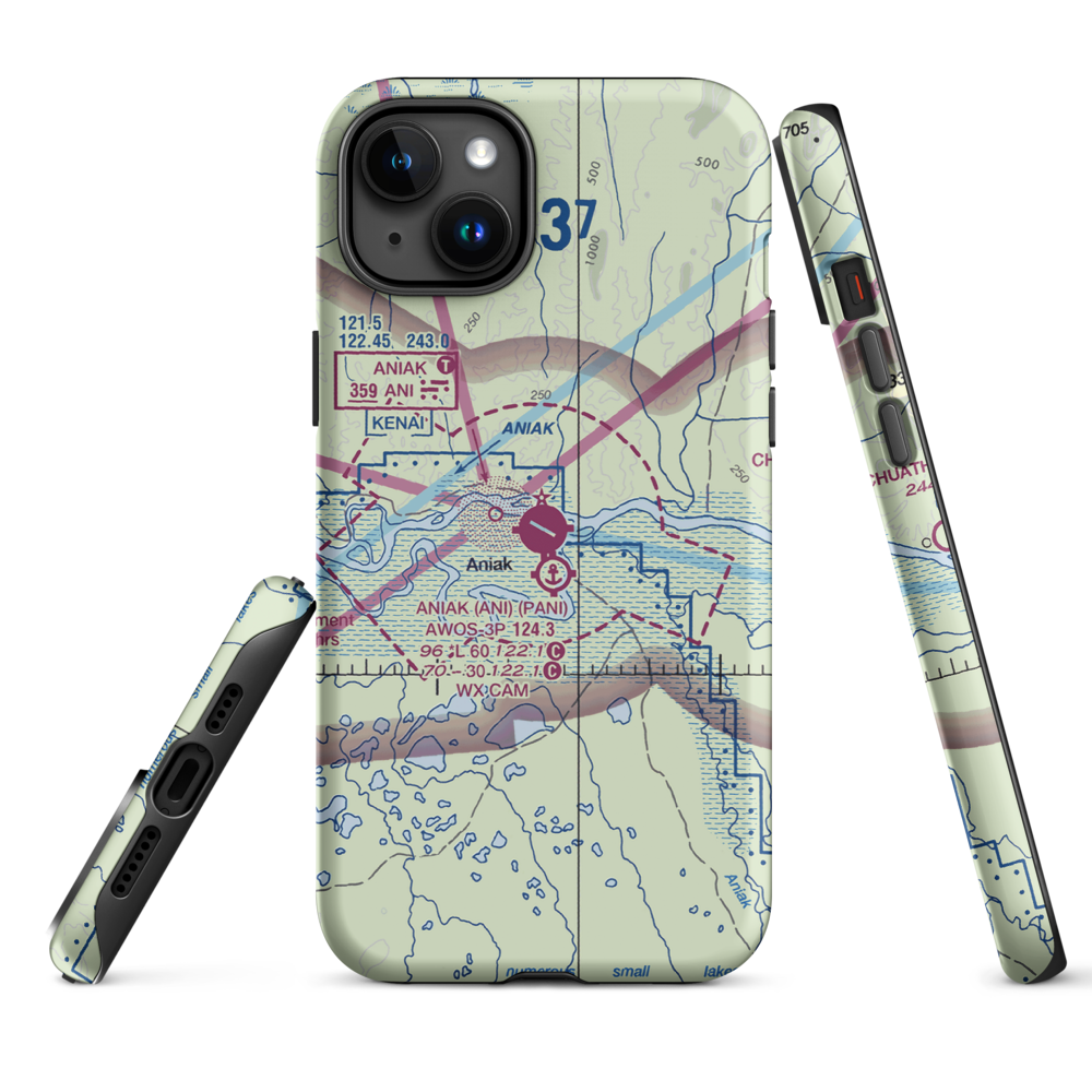 Aniak Airport (ANI) VFR Sectional  Tough iPhone Case iPhone 15 Plus model shown