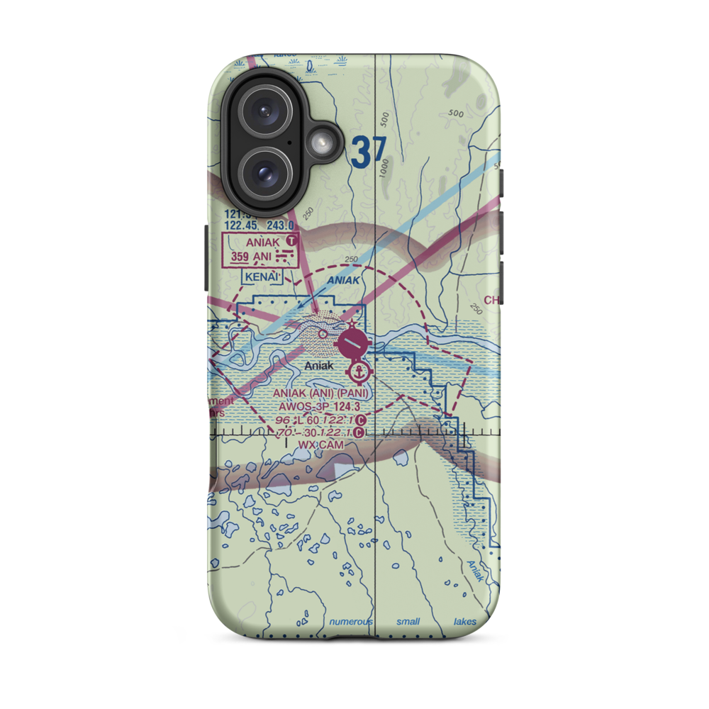 Aniak Airport (ANI) VFR Sectional  Tough iPhone Case iPhone 16 Plus model shown