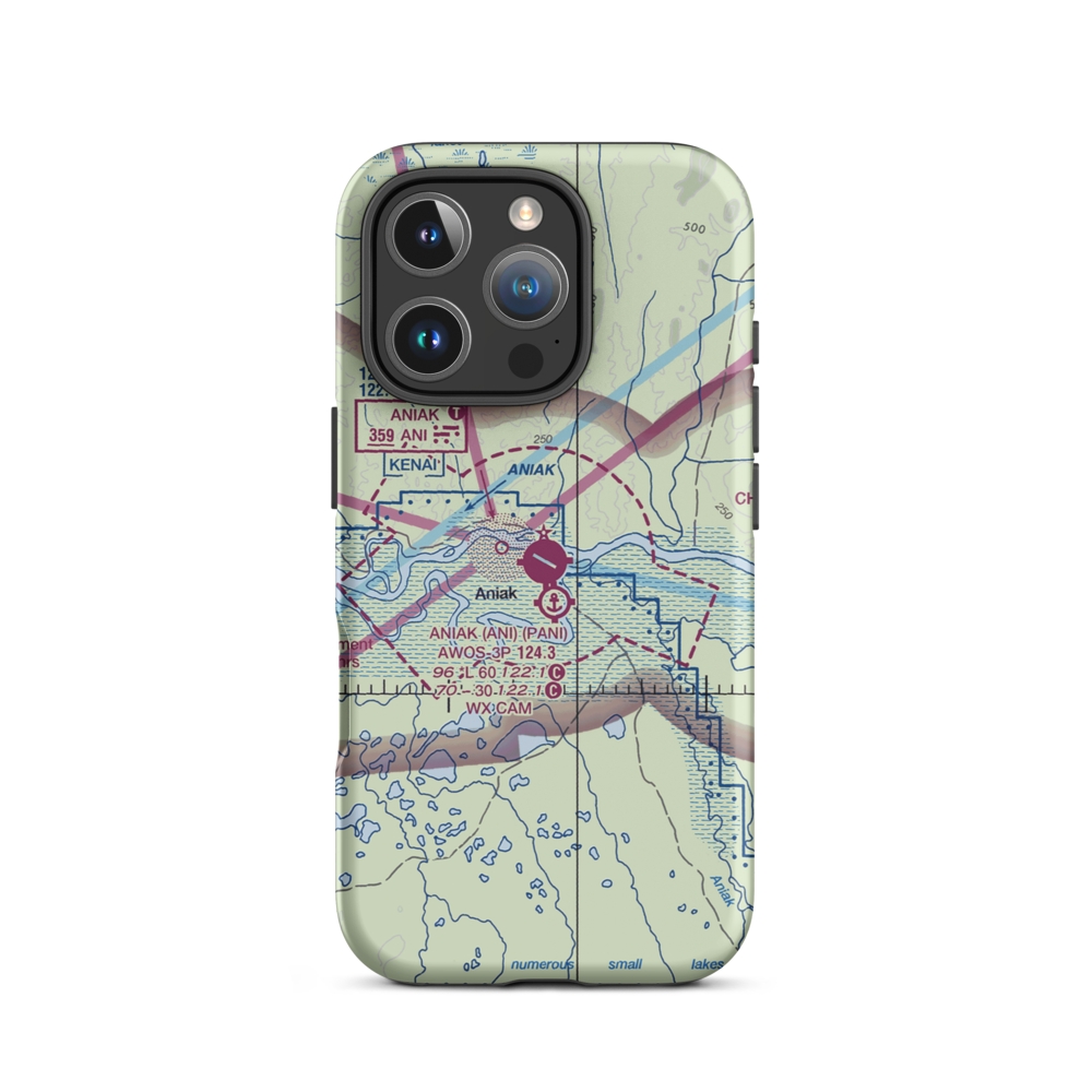 Aniak Airport (ANI) VFR Sectional  Tough iPhone Case iPhone 16 Pro model shown