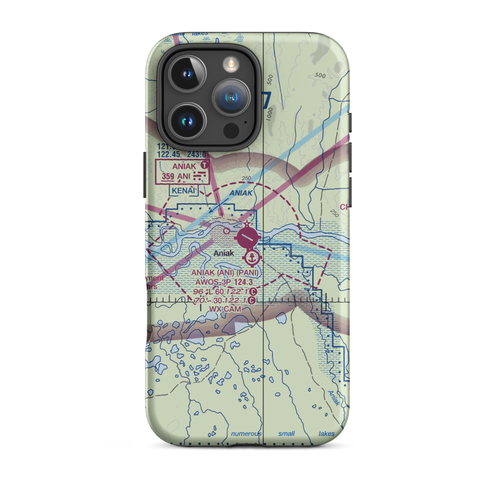 Aniak Airport (ANI) VFR Sectional  Tough iPhone Case iPhone 16 Pro Max model shown