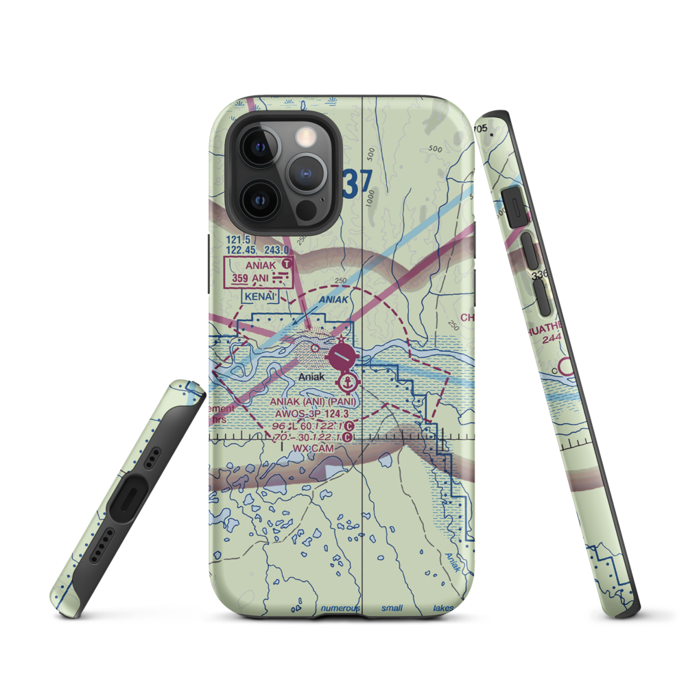 Aniak Airport (ANI) VFR Sectional  Tough iPhone Case iPhone 12 Pro model shown