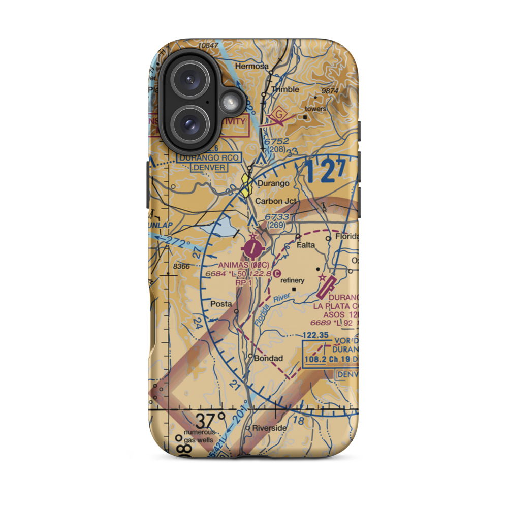 Animas Air Park (00C) VFR Sectional  Tough iPhone Case iPhone 16 Plus model shown