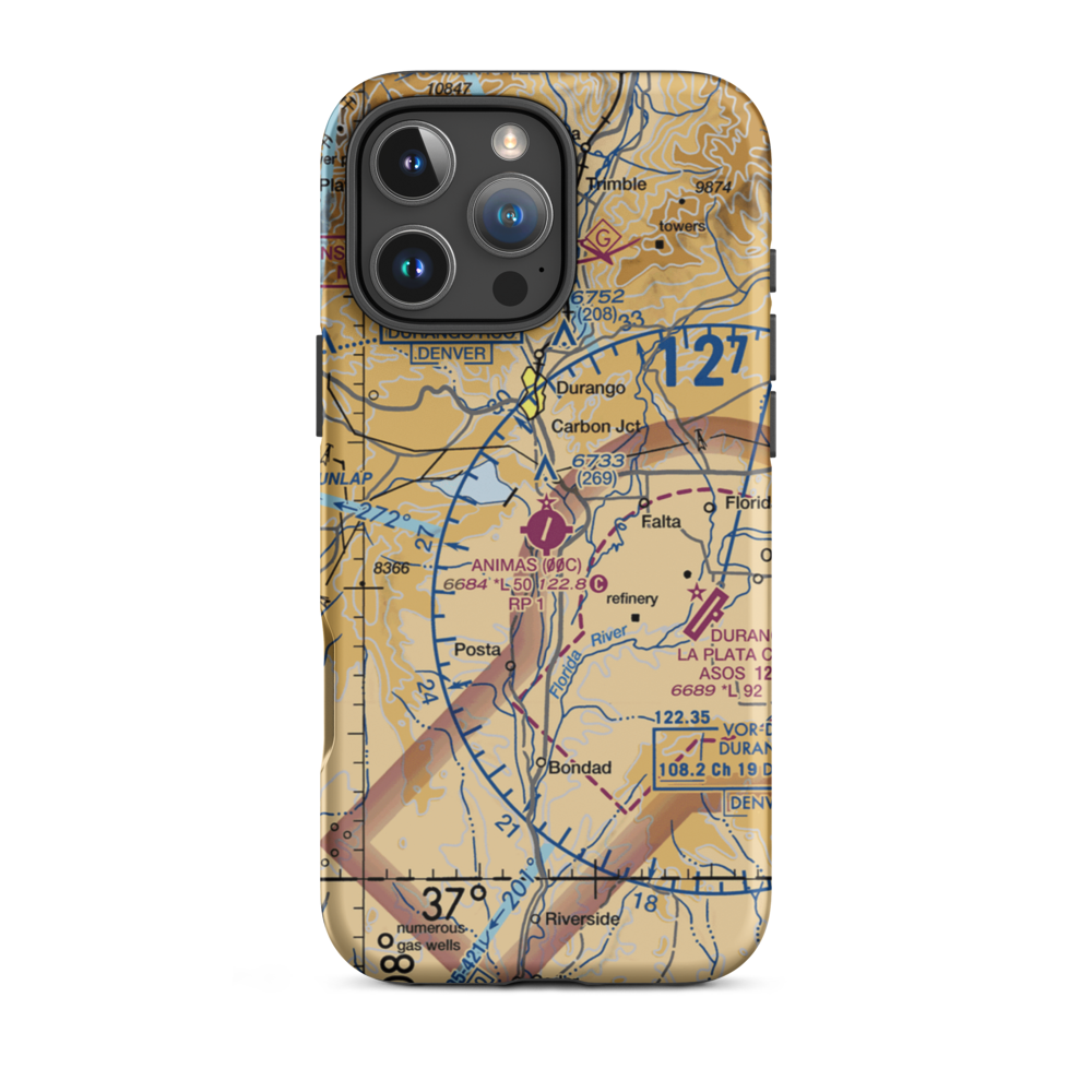 Animas Air Park (00C) VFR Sectional  Tough iPhone Case iPhone 16 Pro Max model shown