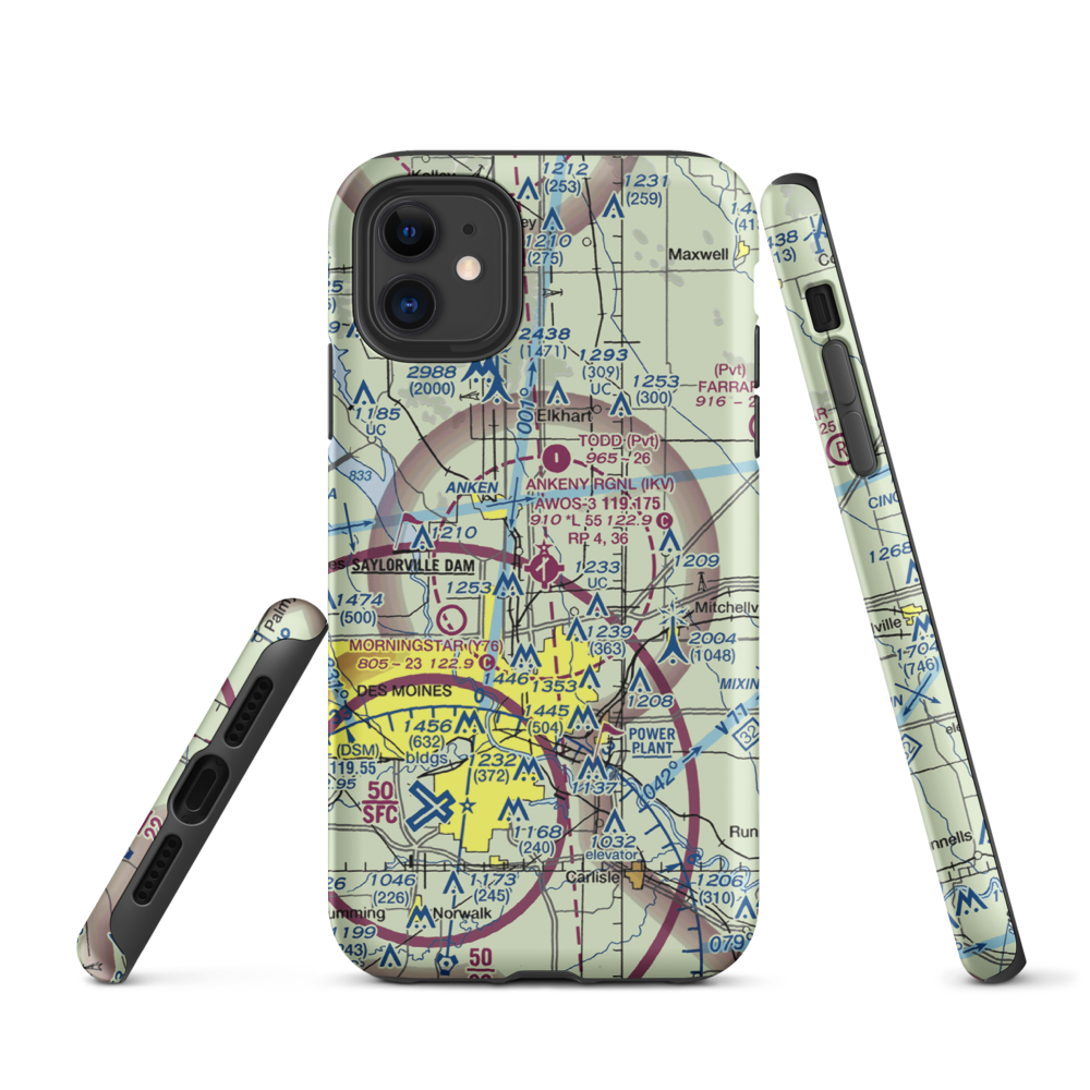 Ankeny Regional Airport (IKV) VFR Sectional  Tough iPhone Case iPhone 11 model shown