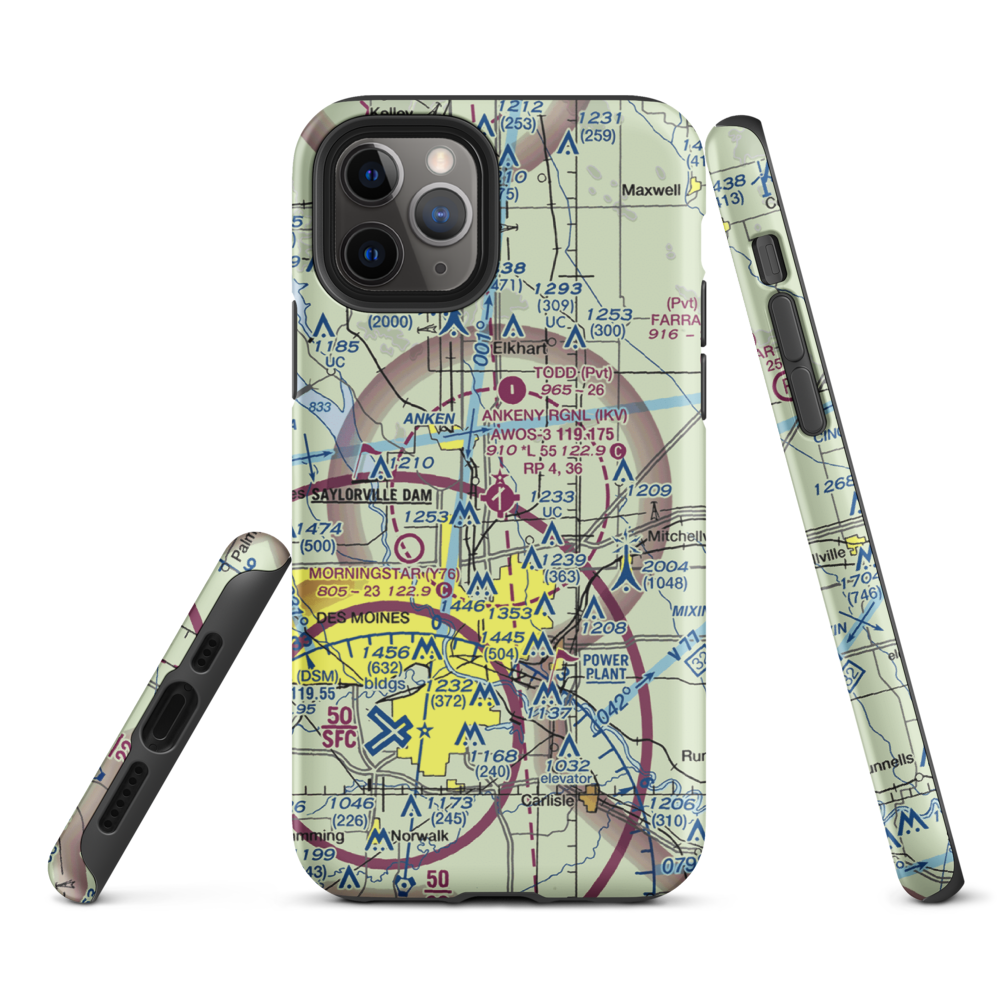 Ankeny Regional Airport (IKV) VFR Sectional  Tough iPhone Case iPhone 11 Pro model shown