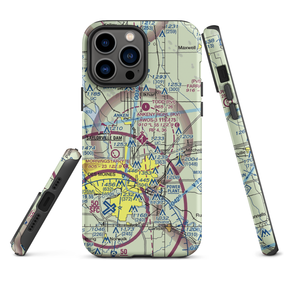 Ankeny Regional Airport (IKV) VFR Sectional  Tough iPhone Case iPhone 13 Pro Max model shown