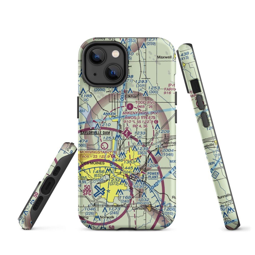 Ankeny Regional Airport (IKV) VFR Sectional  Tough iPhone Case iPhone 14 model shown