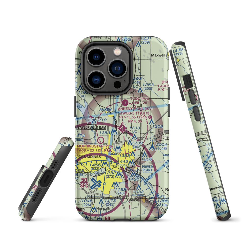Ankeny Regional Airport (IKV) VFR Sectional  Tough iPhone Case iPhone 14 Pro model shown