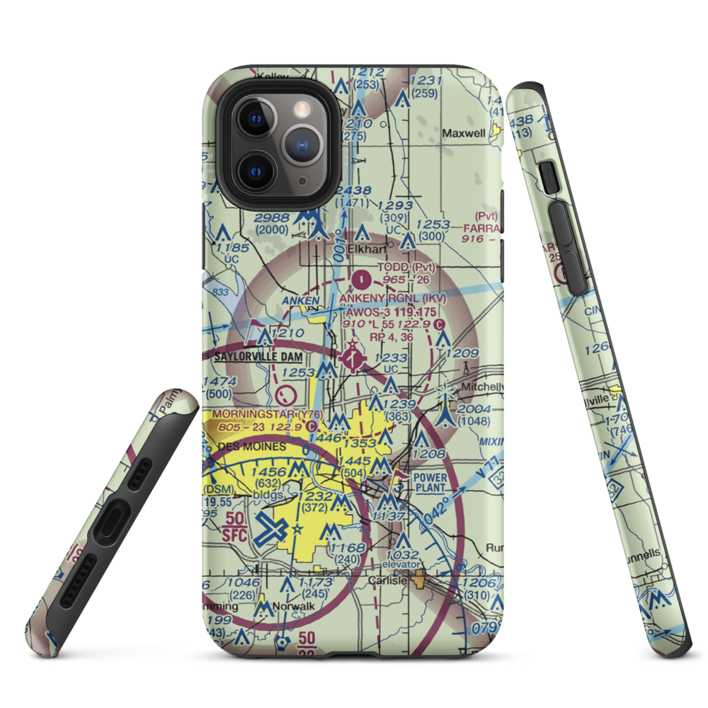 Ankeny Regional Airport (IKV) VFR Sectional  Tough iPhone Case iPhone 11 Pro Max model shown