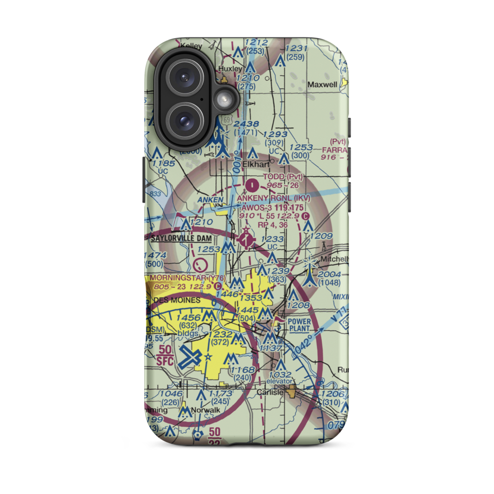 Ankeny Regional Airport (IKV) VFR Sectional  Tough iPhone Case iPhone 16 Plus model shown