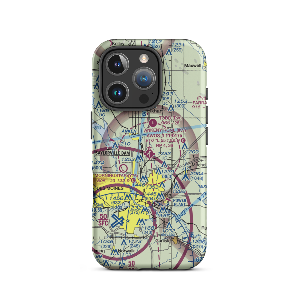 Ankeny Regional Airport (IKV) VFR Sectional  Tough iPhone Case iPhone 16 Pro model shown