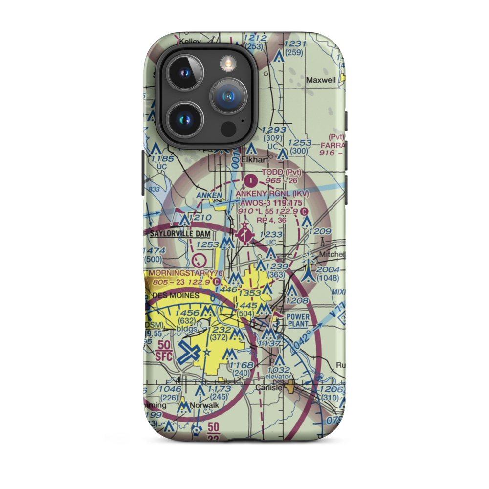 Ankeny Regional Airport (IKV) VFR Sectional  Tough iPhone Case iPhone 16 Pro Max model shown