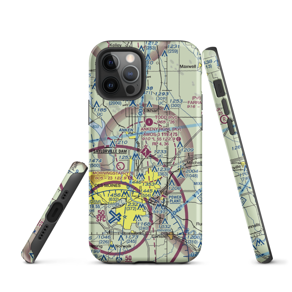 Ankeny Regional Airport (IKV) VFR Sectional  Tough iPhone Case iPhone 12 Pro model shown