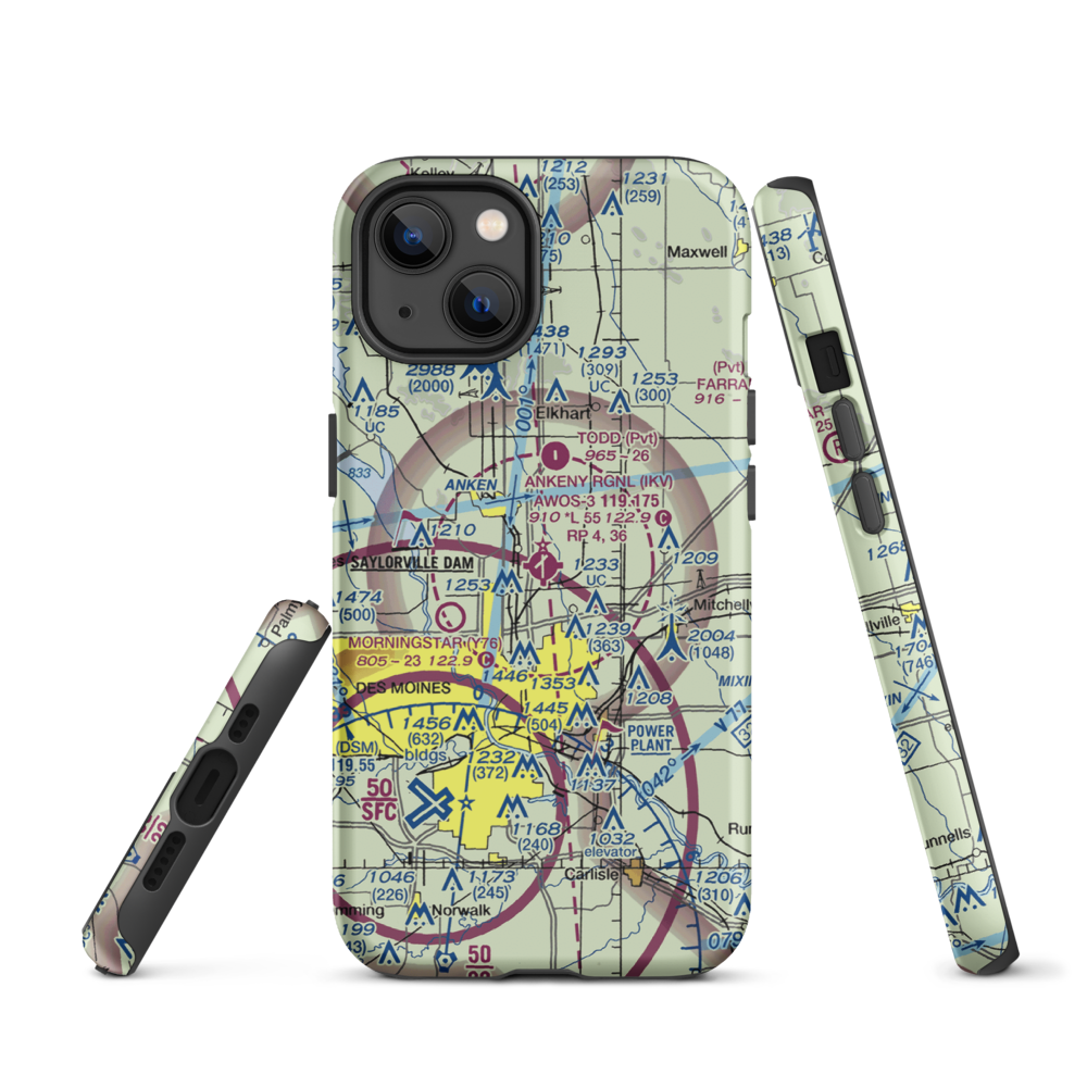 Ankeny Regional Airport (IKV) VFR Sectional  Tough iPhone Case iPhone 13 model shown