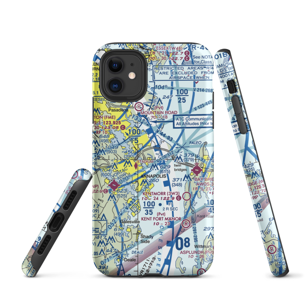 Annapolis Seaplane Base (01MD) VFR Sectional  Tough iPhone Case iPhone 11 model shown