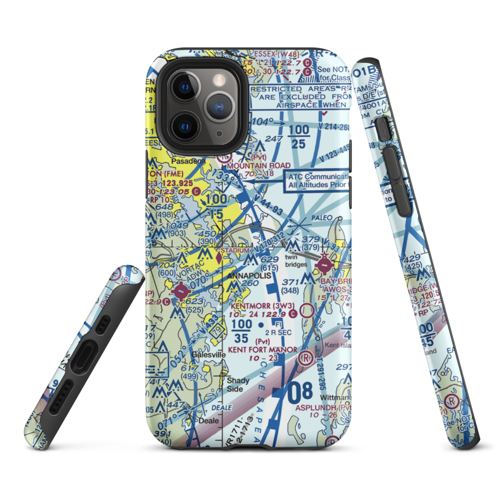 Annapolis Seaplane Base (01MD) VFR Sectional  Tough iPhone Case iPhone 11 Pro model shown