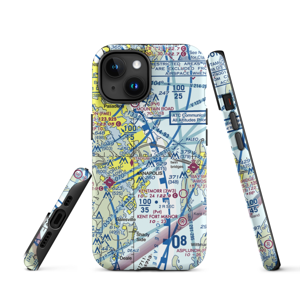 Annapolis Seaplane Base (01MD) VFR Sectional  Tough iPhone Case iPhone 15 model shown