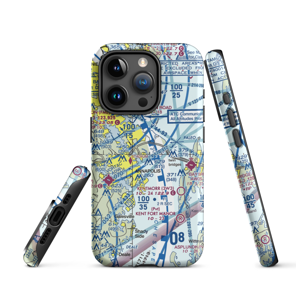 Annapolis Seaplane Base (01MD) VFR Sectional  Tough iPhone Case iPhone 15 Pro model shown