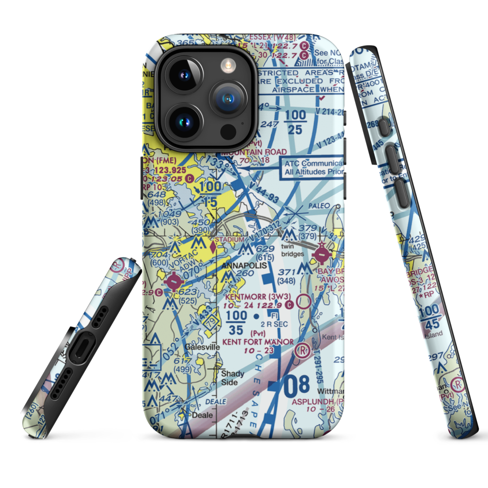 Annapolis Seaplane Base (01MD) VFR Sectional  Tough iPhone Case iPhone 15 Pro Max model shown