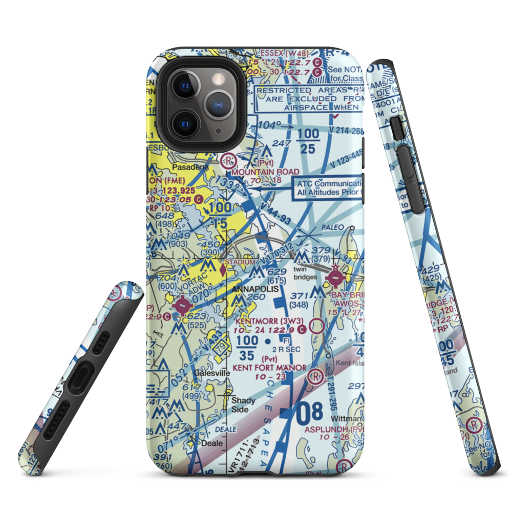 Annapolis Seaplane Base (01MD) VFR Sectional  Tough iPhone Case iPhone 11 Pro Max model shown