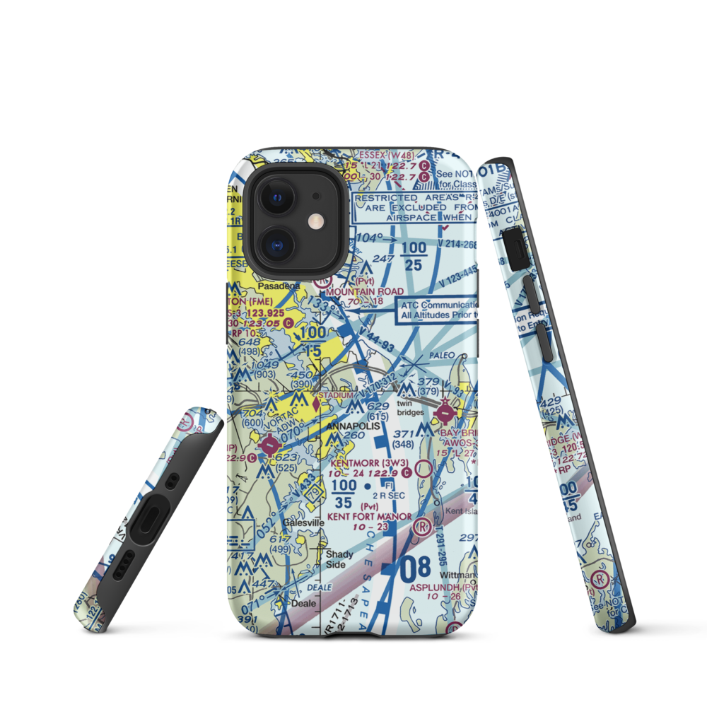 Annapolis Seaplane Base (01MD) VFR Sectional  Tough iPhone Case iPhone 12 mini model shown