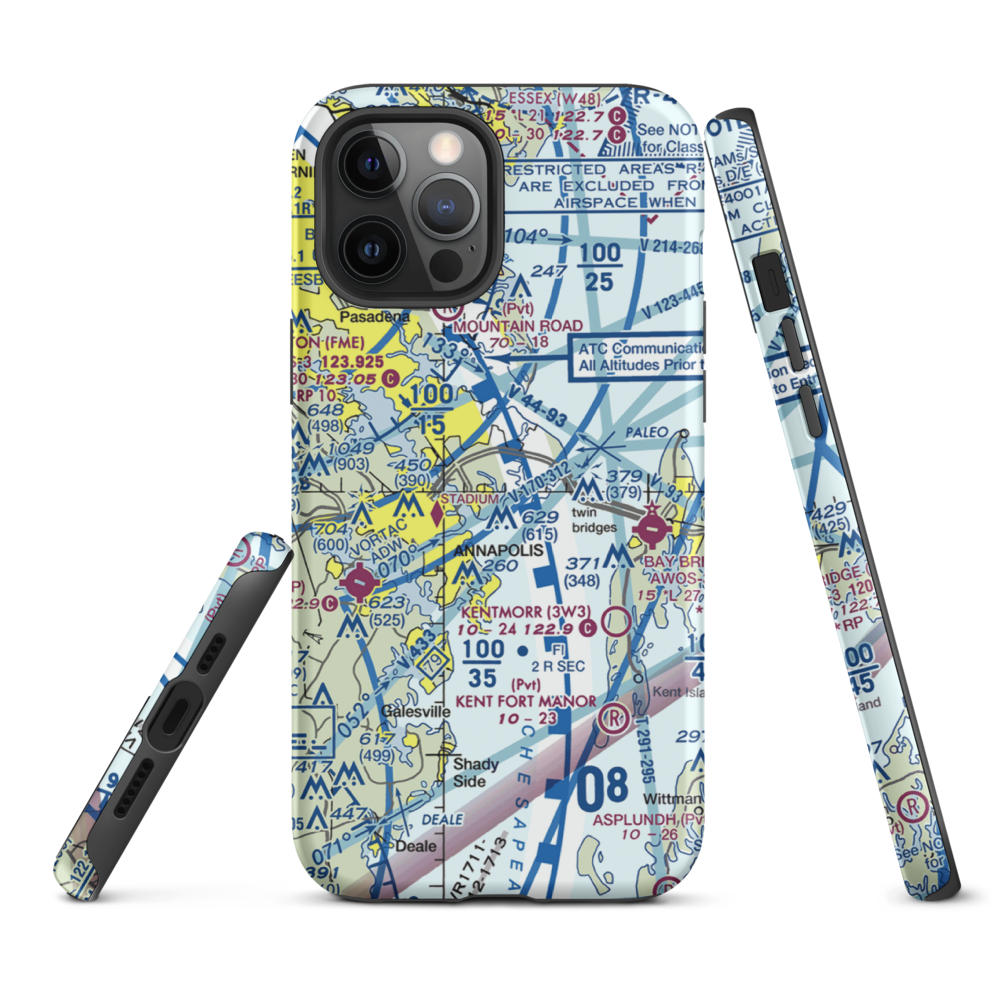 Annapolis Seaplane Base (01MD) VFR Sectional  Tough iPhone Case iPhone 12 Pro Max model shown