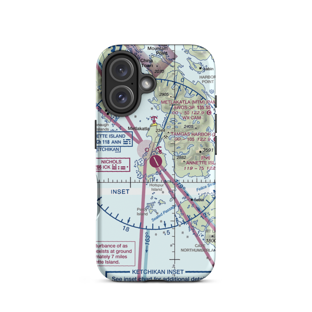 Annette Island Airport (ANN) VFR Sectional  Tough iPhone Case iPhone 16 model shown