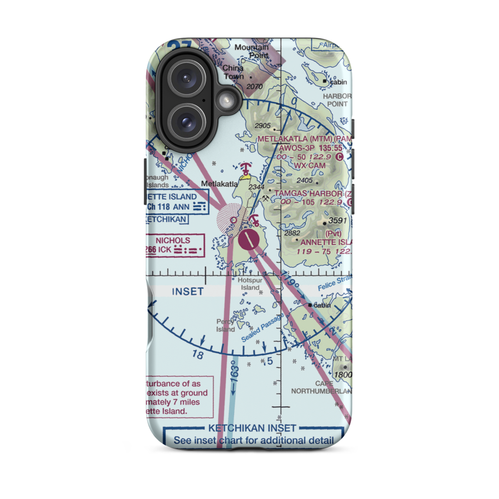 Annette Island Airport (ANN) VFR Sectional  Tough iPhone Case iPhone 16 Plus model shown