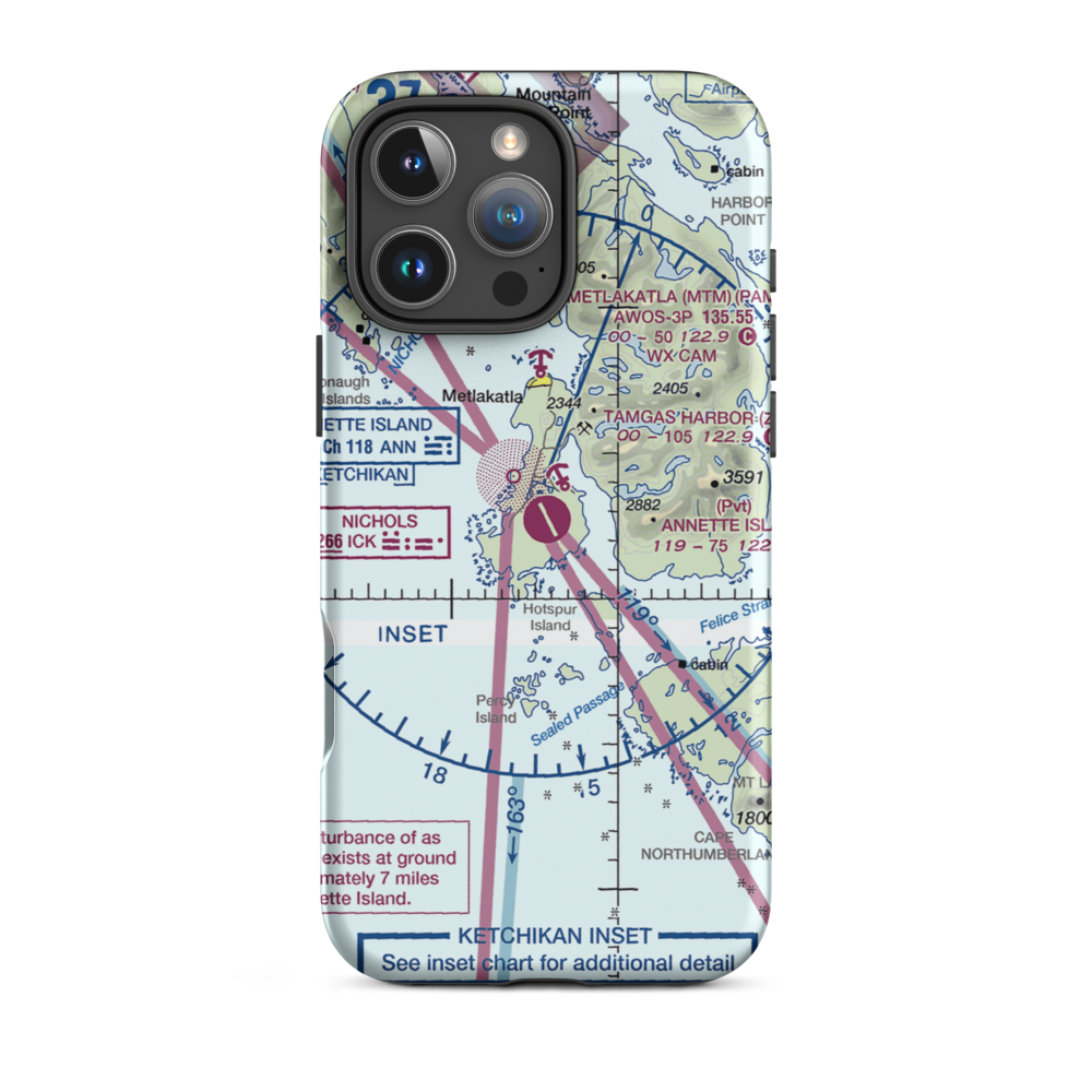 Annette Island Airport (ANN) VFR Sectional  Tough iPhone Case iPhone 16 Pro Max model shown