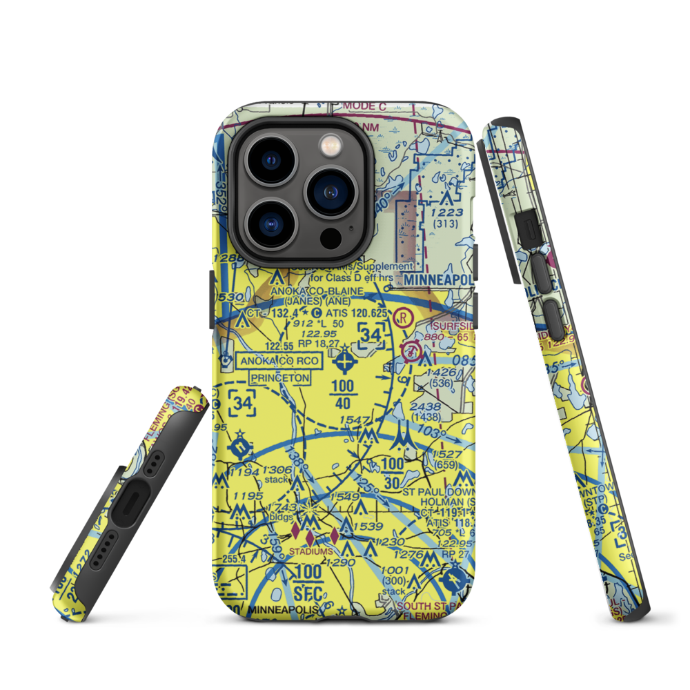 Anoka County-Blaine (Janes Field) Airport (ANE) VFR Sectional  Tough iPhone Case iPhone 14 Pro model shown