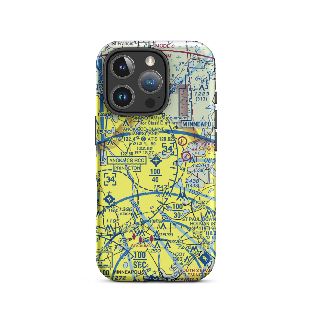 Anoka County-Blaine (Janes Field) Airport (ANE) VFR Sectional  Tough iPhone Case iPhone 16 Pro model shown