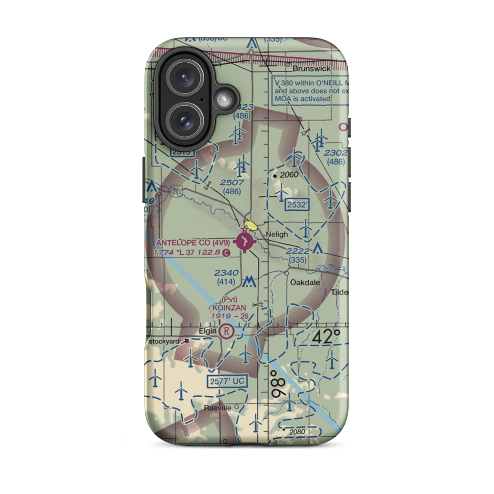 Antelope County Airport (4V9) VFR Sectional  Tough iPhone Case iPhone 16 Plus model shown