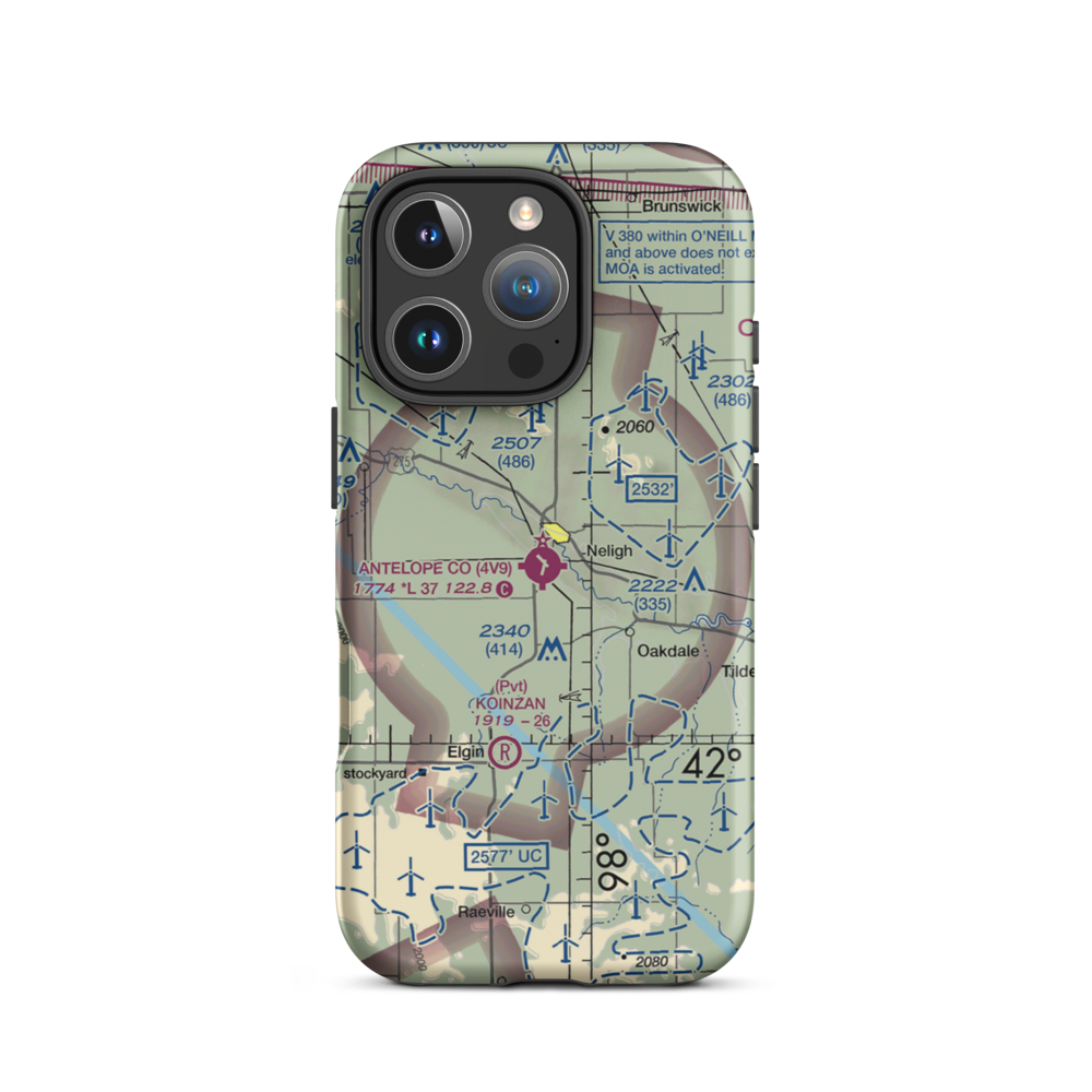 Antelope County Airport (4V9) VFR Sectional  Tough iPhone Case iPhone 16 Pro model shown