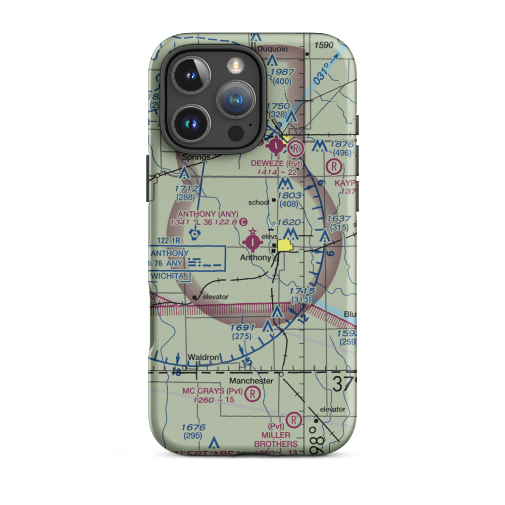 Anthony Municipal Airport (ANY) VFR Sectional  Tough iPhone Case iPhone 16 Pro Max model shown