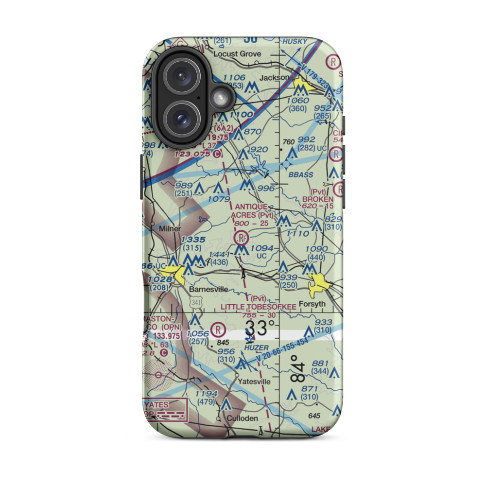 Antique Acres Airport (GA59) VFR Sectional  Tough iPhone Case iPhone 16 Plus model shown